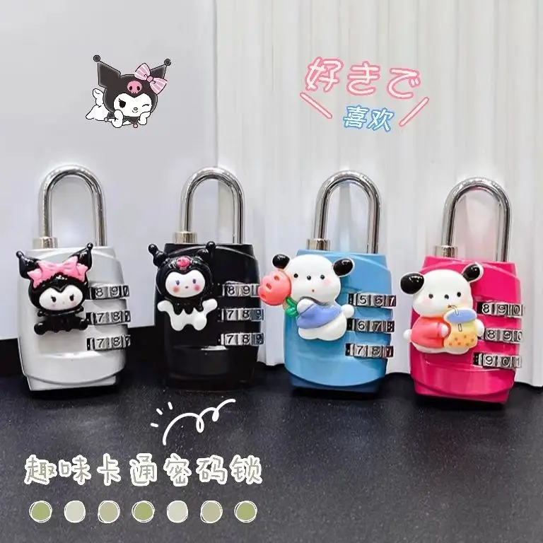 Pochacco أنيمي Kawaii سانريو Ins موضة قفل بكلمة مرور لطيف الكرتون Kuromi قلادة مقاوم للماء قفل باب الخزانة الهدايا