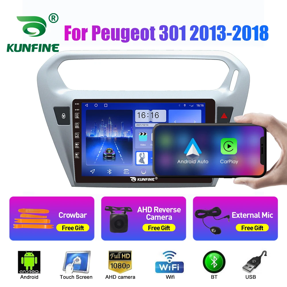 10.33 Inch Car Radio For Peugeot 301 2013-2018 2Din Android Octa Core Car Stereo DVD GPS Navigation Player QLED Screen Carplay