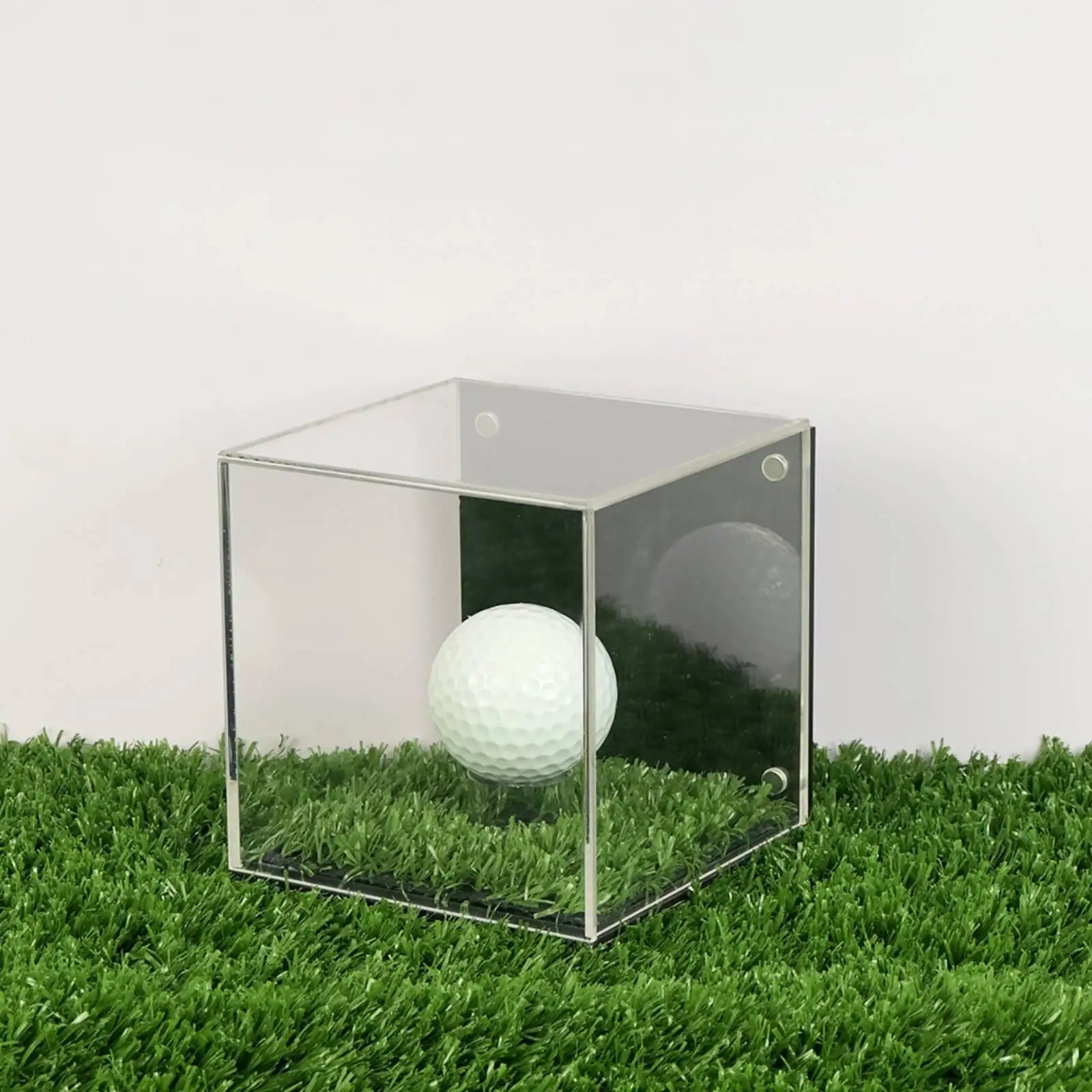 Compact Acrylic Display Case Clear Cube with Green Base Dust Shield Mini Showcase for Office and Studio