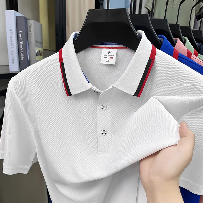 2026 hot selling fashion brand summer new short sleeve polo shirt with striped collar design exquisite men's comfortable T-shirt