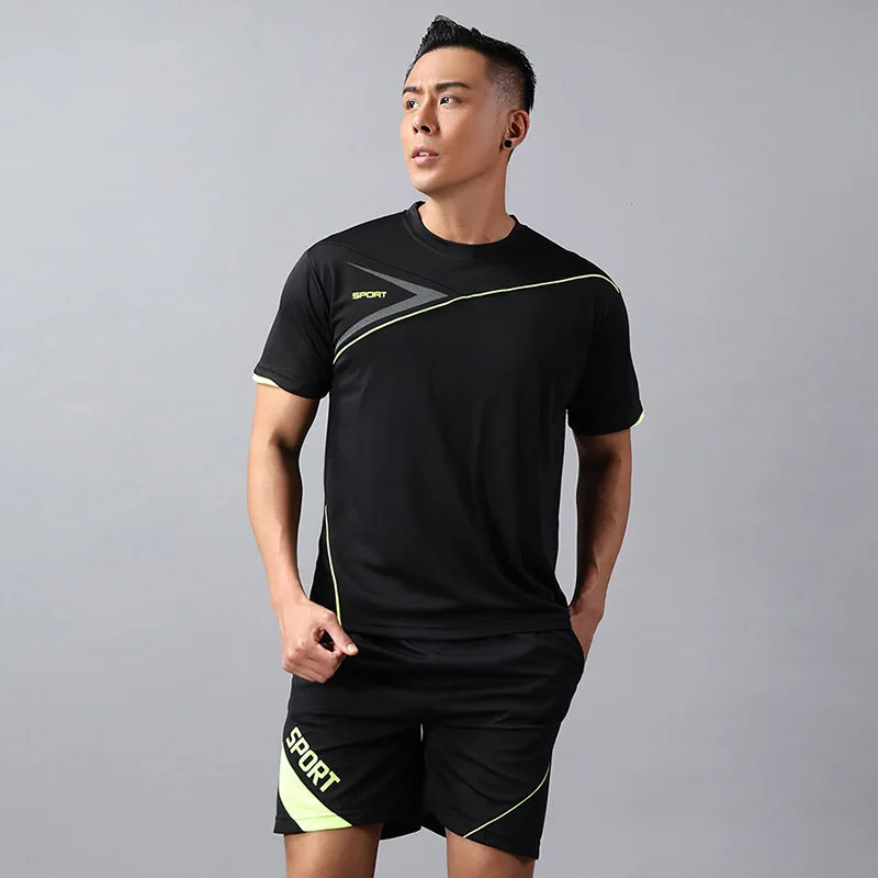 2025 conjuntos de corrida de secagem rápida dos homens respirável caminhadas pesca camiseta curta elasticidade macia ginásio ternos fitness esportes ao ar livre