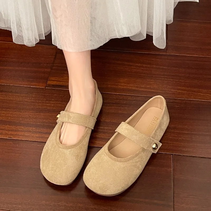 Sapatos mary jane de salto plano para mulheres com saias outono mais vendidos dedo do pé redondo sola macia de corte baixo apartamentos casuais de negócios