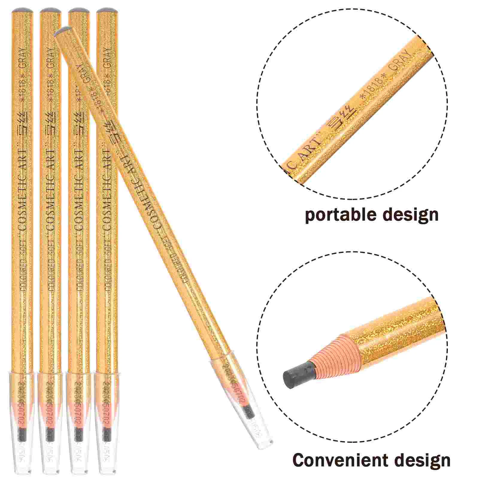 Crayons à sourcils imperméables en bois, 5 pièces, ciseaux pour femmes, Eyeliner gris