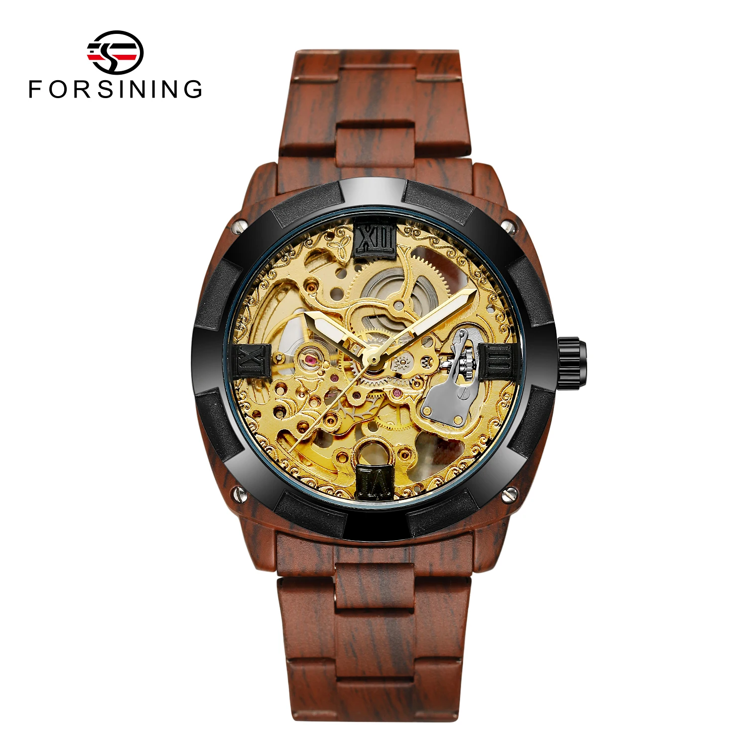 

Fashion Forsining Luxury Top Brand Full Steel Men Automatic Mechanical Newest For Skeleton Design Classic Hand Color Watches