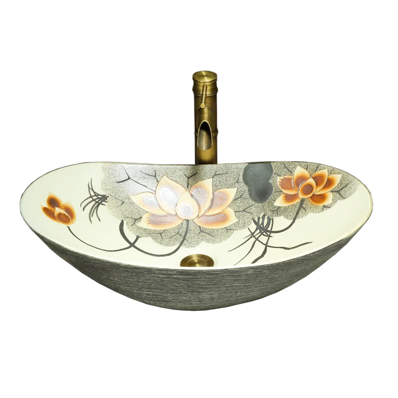 

Art stage on the basin hotel ceramic face wash high-end ingots single basin household retro basin outdoor