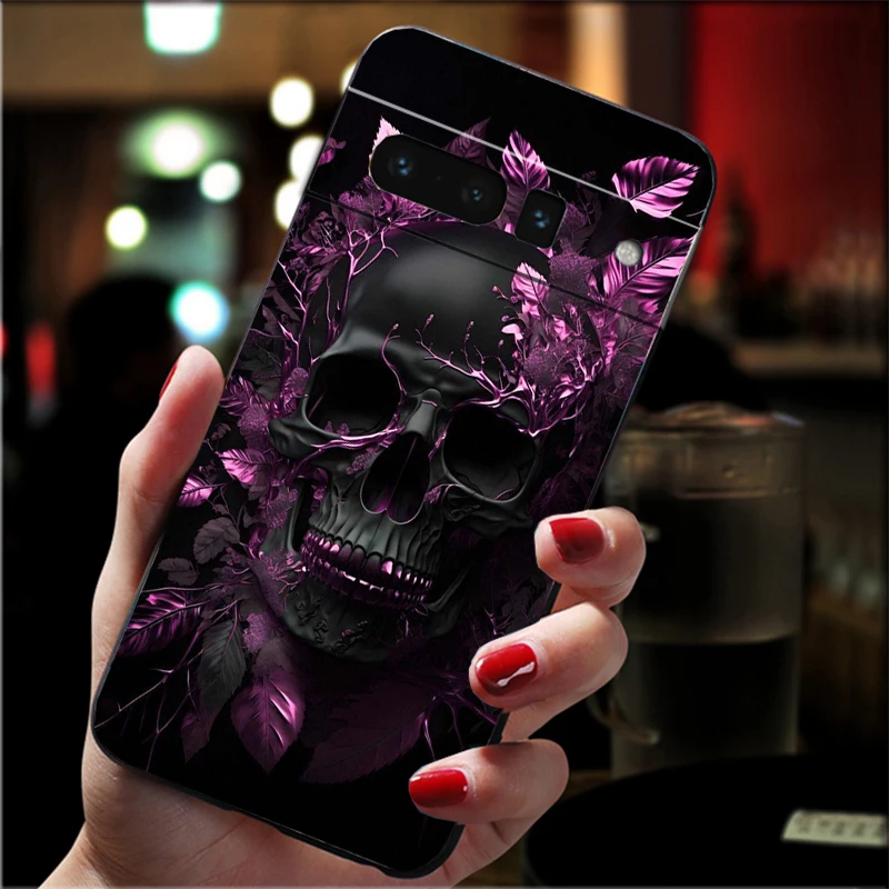 

Phone Case For Google Pixel 10 9 Pro XL 9A 8 7 6 Pro Pixel 8A 7A 6A Pixel 8 7 6 5 Skull Art Case
