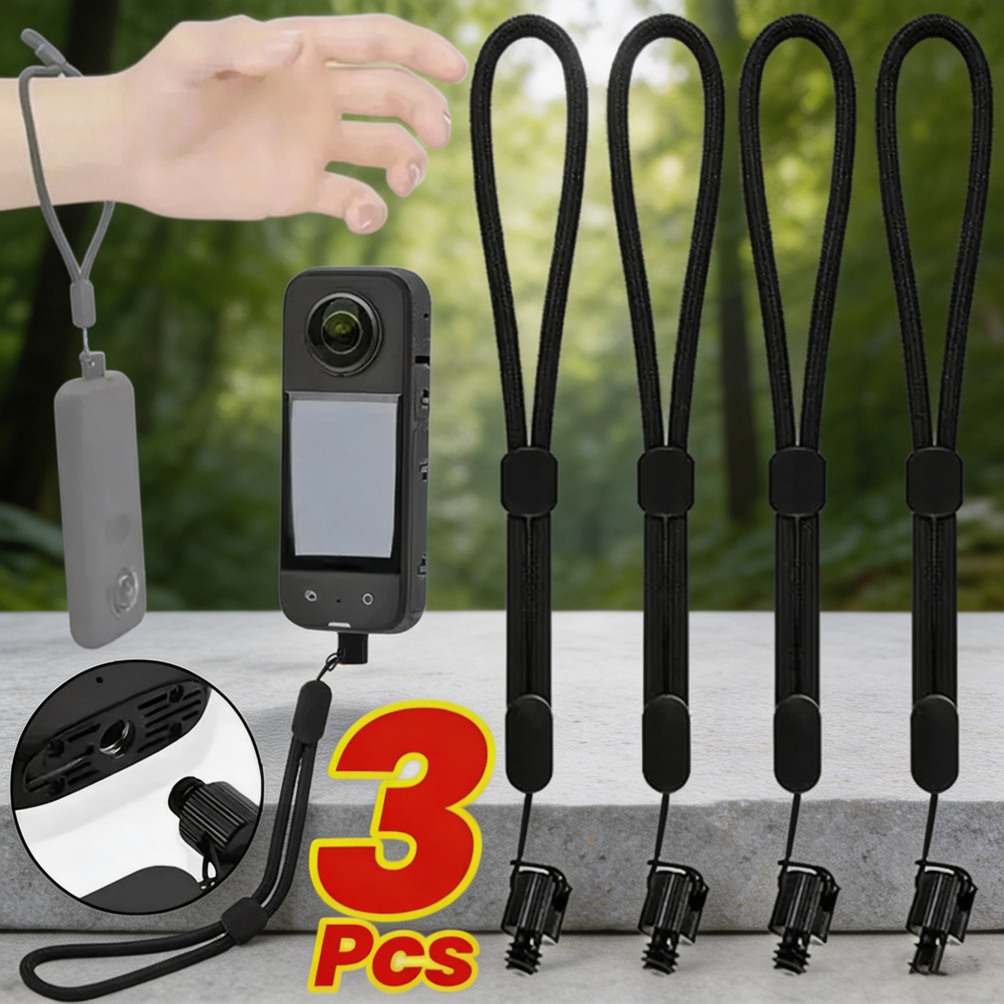 3PCS Insta360 Accessories Wrist Strap for X5 X4 X3 X2 Camera Hand Strap Anti-Lost Lanyard 1/4 Screw Mount Action Camera Rope