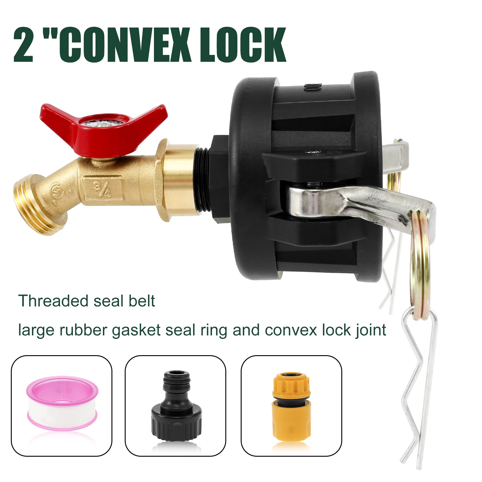 IBC Tote Tank Adapter Leakproof IBC Tote to Garden Hose Adapter with 2inch Cam Lock IBC Tote Fitting with Faucet and Water Hose