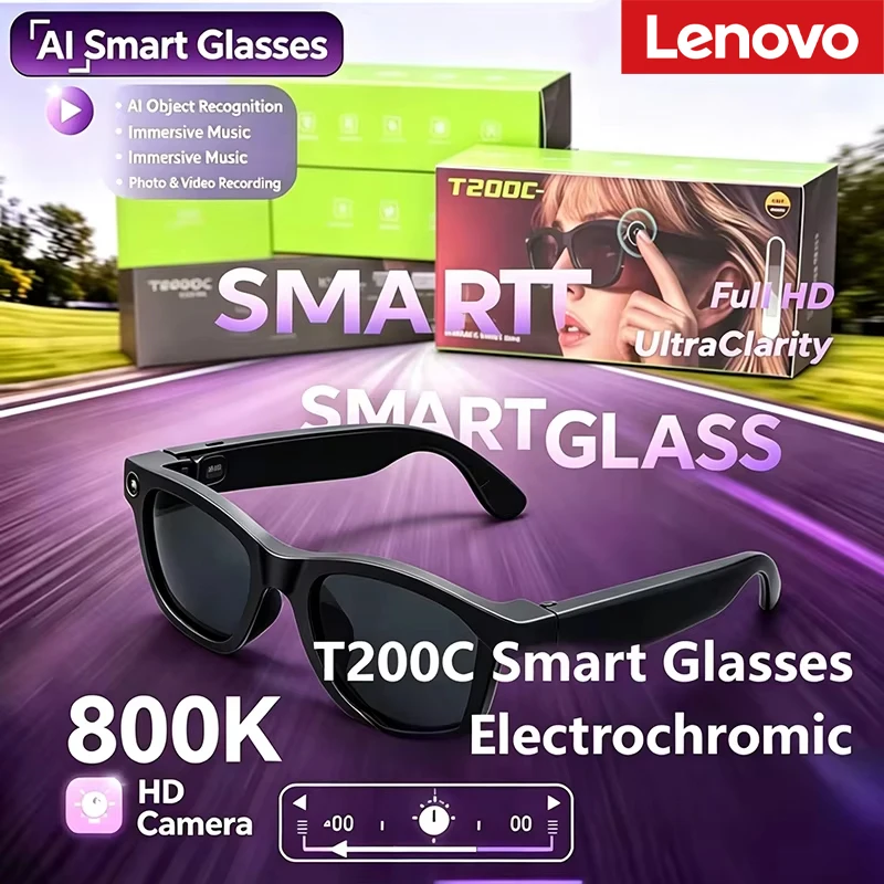 Lenovo T200C Intelligent Glasses 800W HD Photography Conversation Video Recorder Translation Ai Recognition Electrochromic Lens