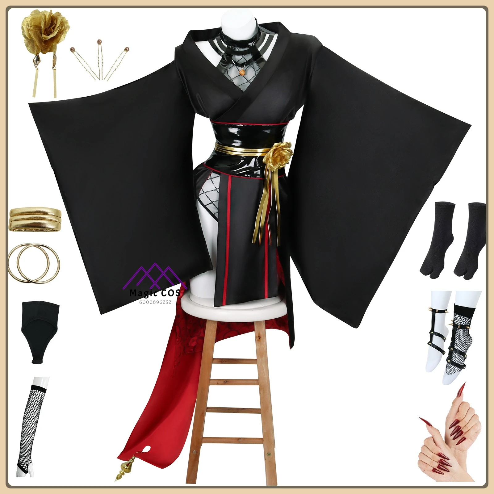

SPY×FAMILY Yor Forger Cosplay Costume - Exquisite Ninja - inspired Kimono Dress for Women Ideal for Halloween or Anime Parties