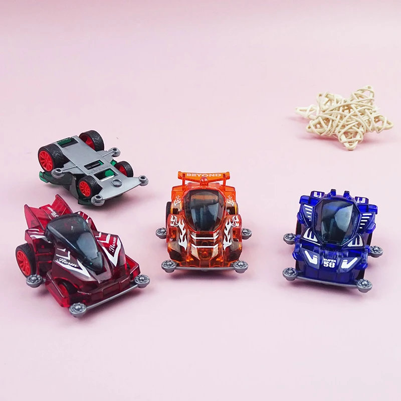 5Pcs Kids Mini Transparent 4WD Racing Car Funny Pull Back Color Rebound Car Toys Children's Small Toy Car Holiday Birthday Gift