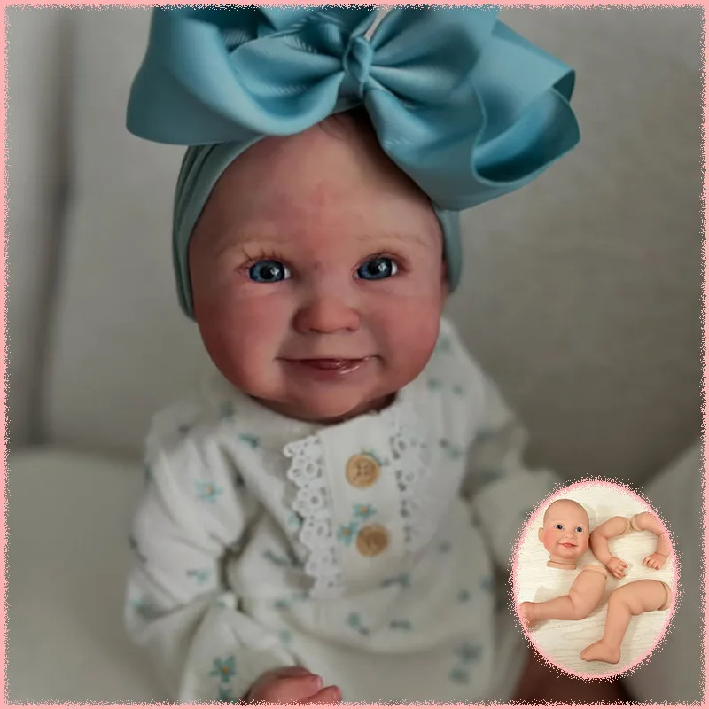 19inch With Visible Veins Hand Drawn Hair Lifelike Reborn Smile Summer Doll Kit Unassembled Multiple Layers Painting Doll Parts