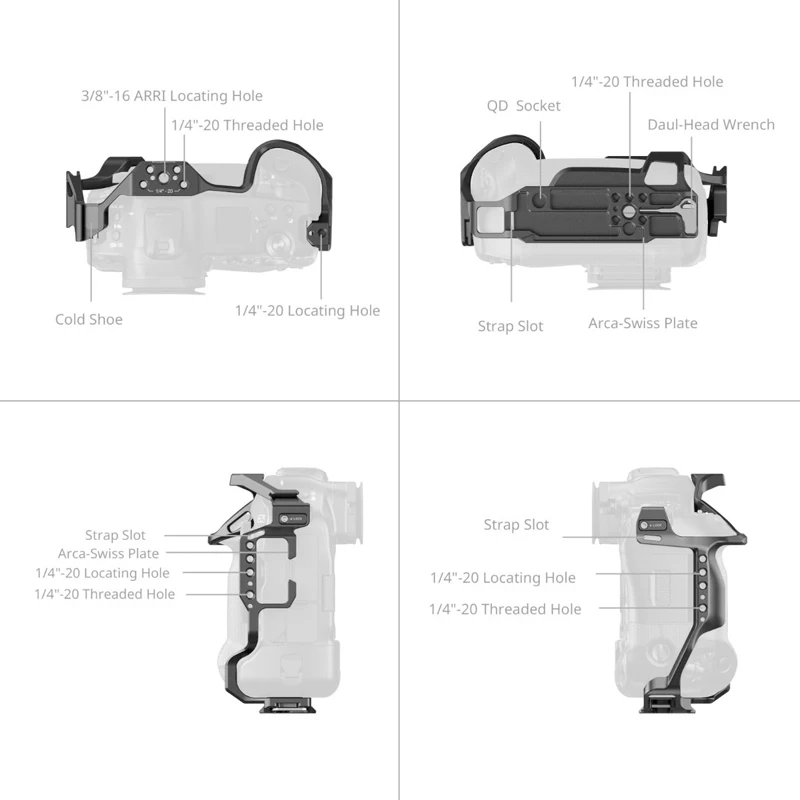 SmallRig Full-Cover Camera Cage for Canon EOS R1 Built-in Quick Release Plates for Arca-Swiss Detachable Cold Shoe Mount 5413 - Image 2