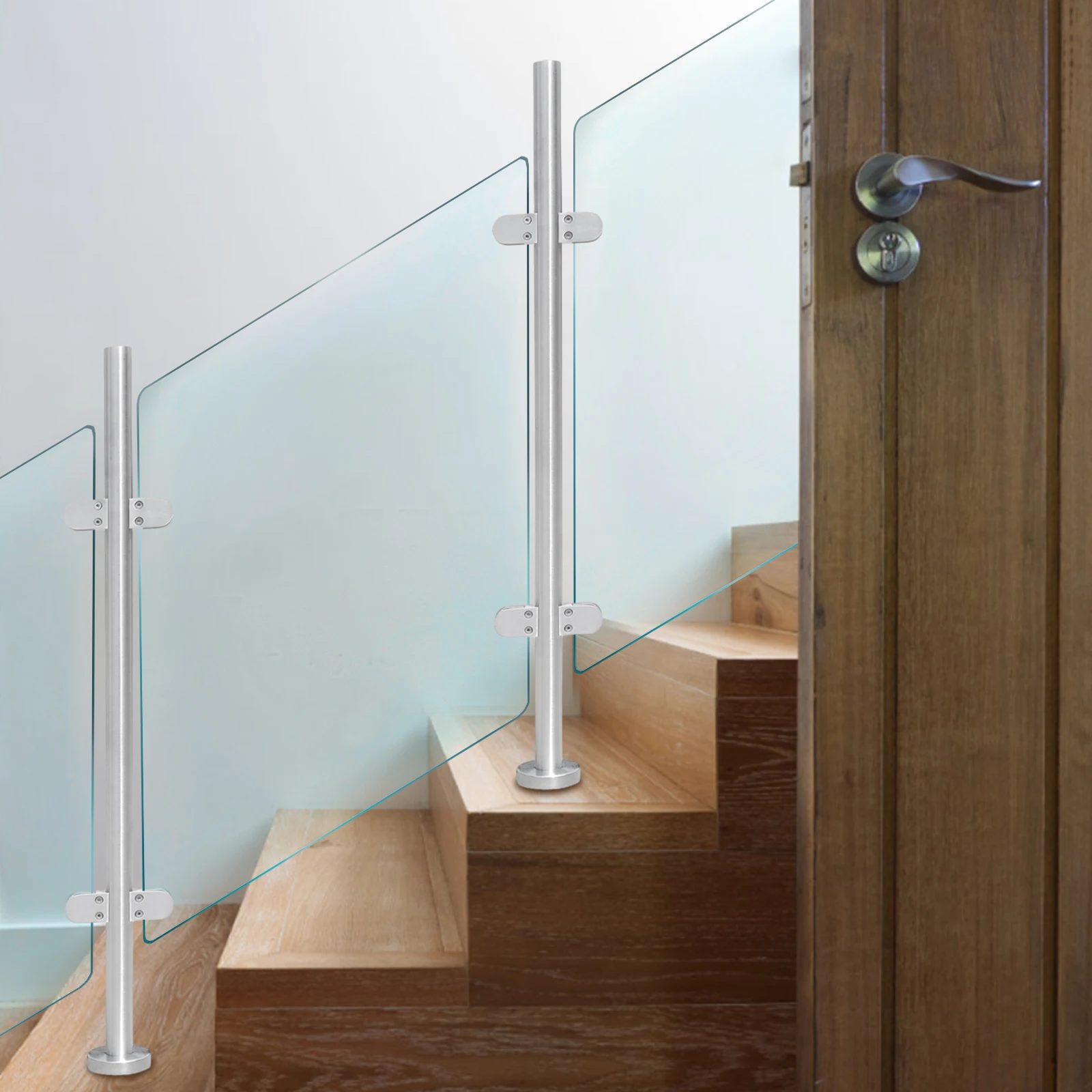Stainless Steel Silver Balustrade High Glass Mid Post Railing Glazing Handrail