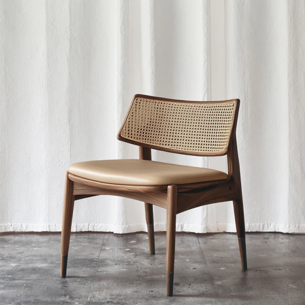 Good Quality Solid Wood Rattan Armrest Middle Designer Chair Nordic Retro Coffee Chair Outdoor Garden Park Chair كرسي استرخاء