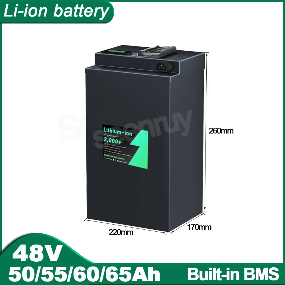 48V 50AH 55AH 60AH 65AH  Li ion Deep Cycle Lithium Polymer Battery Perfect For 4800W Bicycle Bike Electric Scooter E-bike