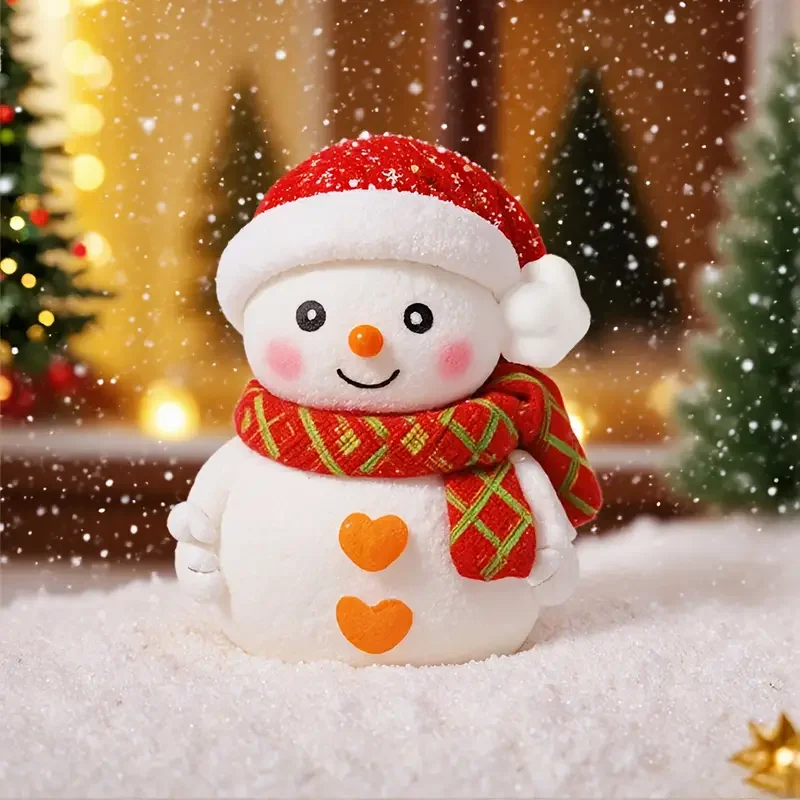 Schneemannform – mit rotem Schal und Mütze, antihaftbeschichtet, leicht zu lösen für DIY-Kerzen, Kunstharz, Seifenherstellung – Weihnachtsdekoration