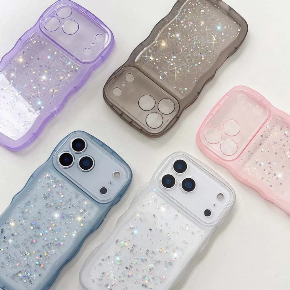 

Для iPhone 17 Air 17 Pro Max 17Pro Чехол для iPhone17 Симпатичный прозрачный капельный клей Star Shell Curly Wave Гибридный противоударный мягкий чехол Funda