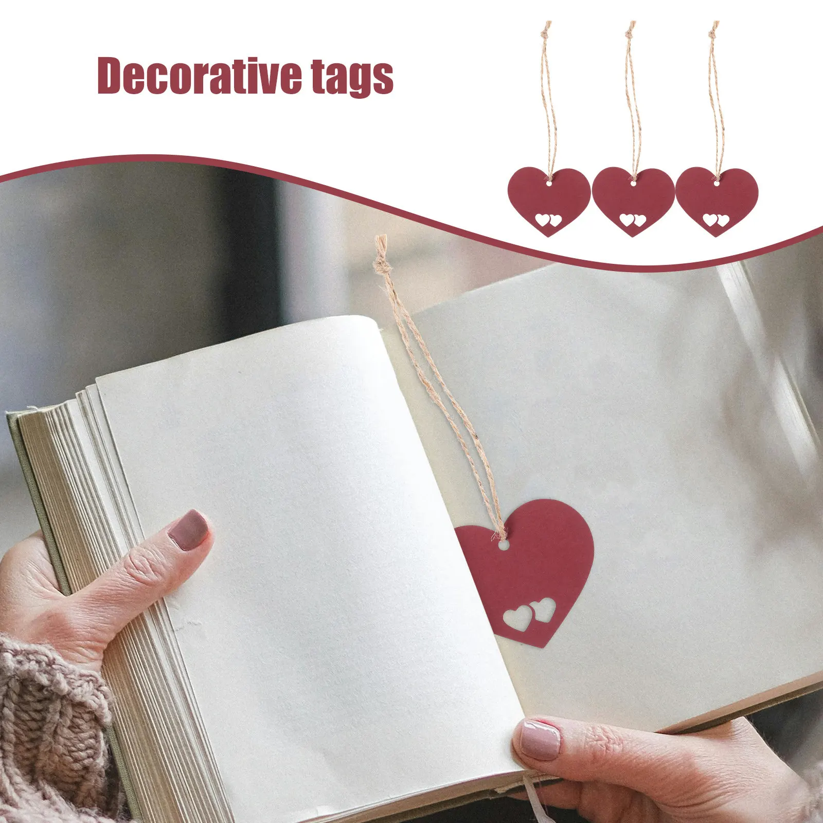 1Set Decorative Heart Shaped Gift Tags Blank Paper Tags for Valentine Wedding Name Cards Price Labels Bookmarks Craft