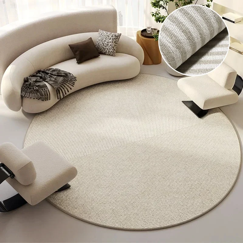 French Minimalism Round Carpet Large Area Carpets Living Room Light Luxury Bedroom Computer Chair Mat Non Slip Simple Lounge Rug