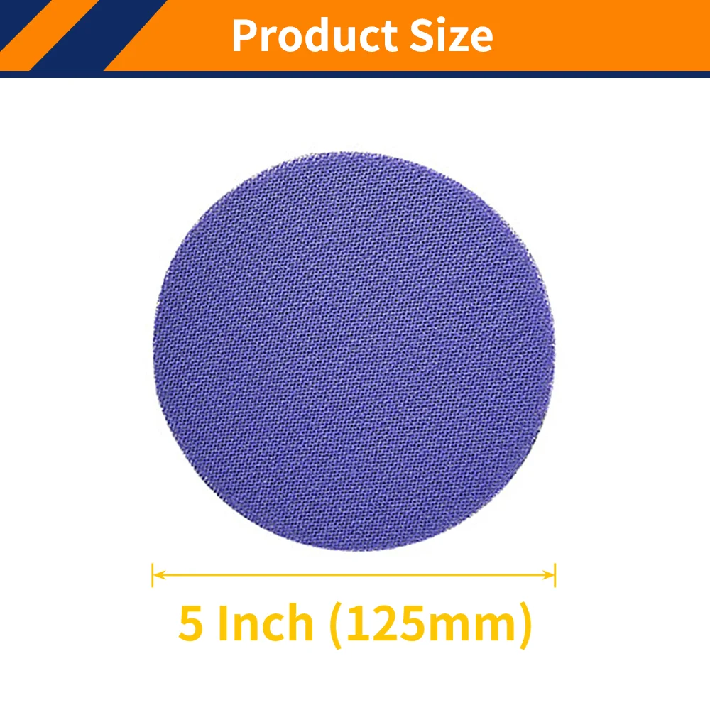 50PCS 5 Inch/125mm Ceramic Mesh Sandpaper, Dustless Hook & Loop Backing Purple Sanding Discs for Drywall,Wood, Automotive Paint