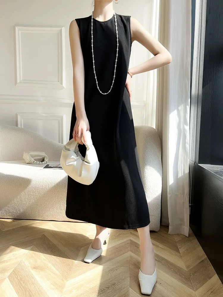 엘레 스벨 새틴 드 여성용 패션 2024 봄 미디 블랙 드 베스트 드 출퇴근 슬레 미드 웨이스트 A라인 스커트