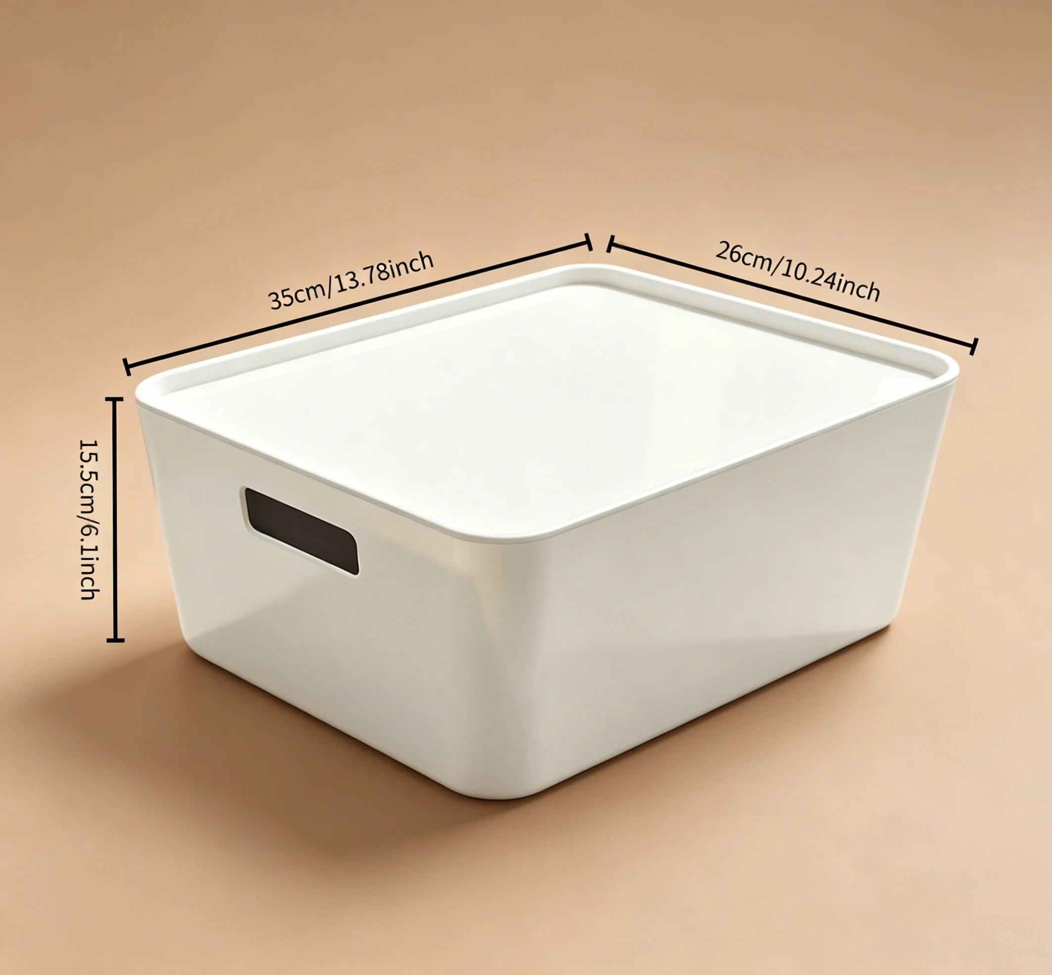Stackable White Plastic Storage Bins with Removable Lids and Built-In Cutout Side Handles, Smooth Rounded Corner Dustproof Organizer Boxes for Bedroom Closets, Kitchen Cabinets and Bathroom Vanities - view 3