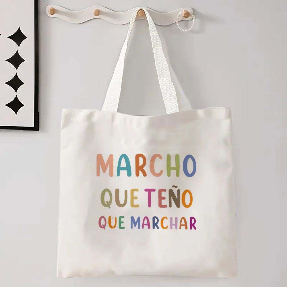 Spanish Women Shoulder Bag Graphic Harajuku Shopper Bags Large Capacity Canvas Tote Handbag No Zipper Eco Casual Girl Handbags