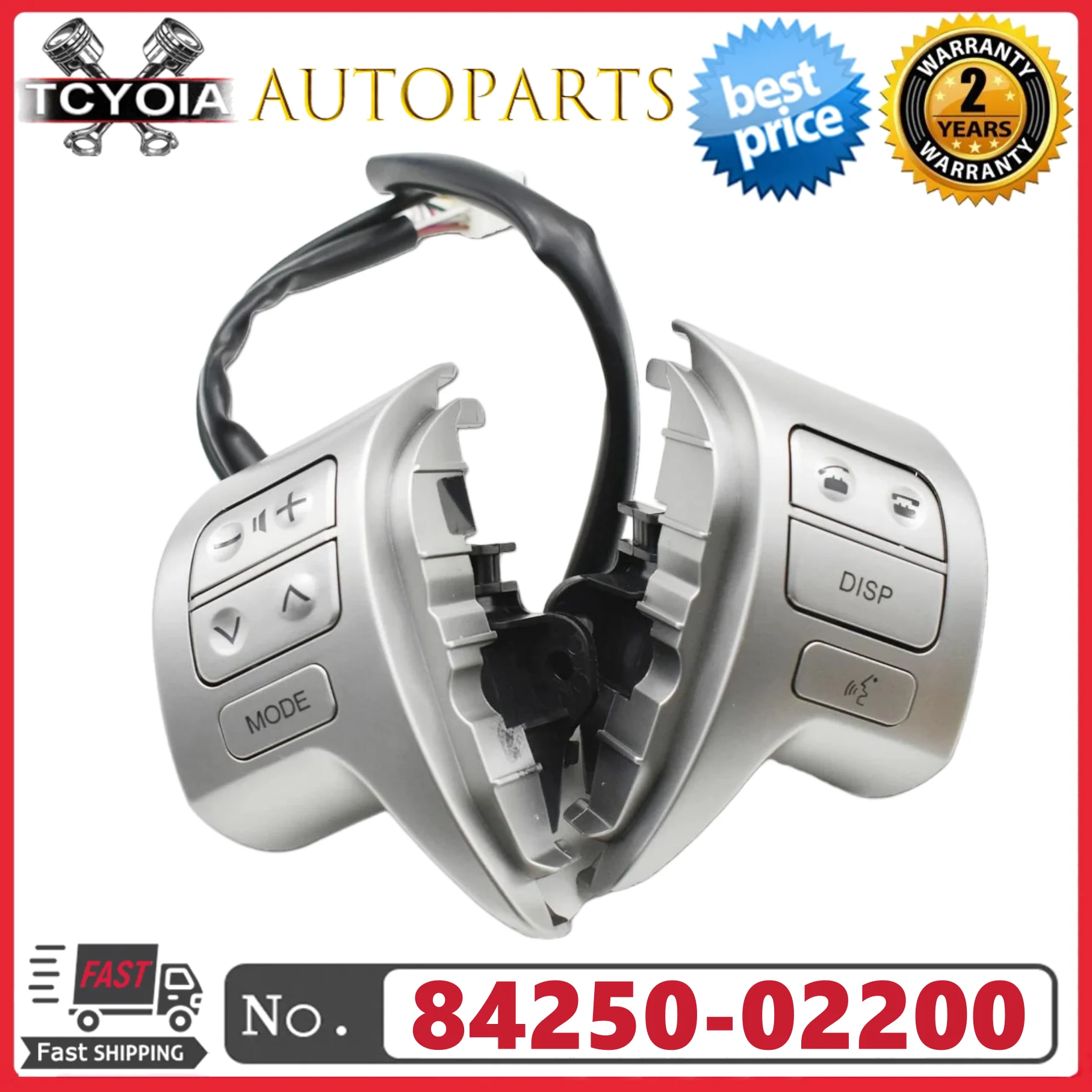 

Steering Wheel Control Button Switch Silver 84250-02200 8425002200 For Toyota Corolla ZRE150L ZRE151L ZRE152L 2007-2009