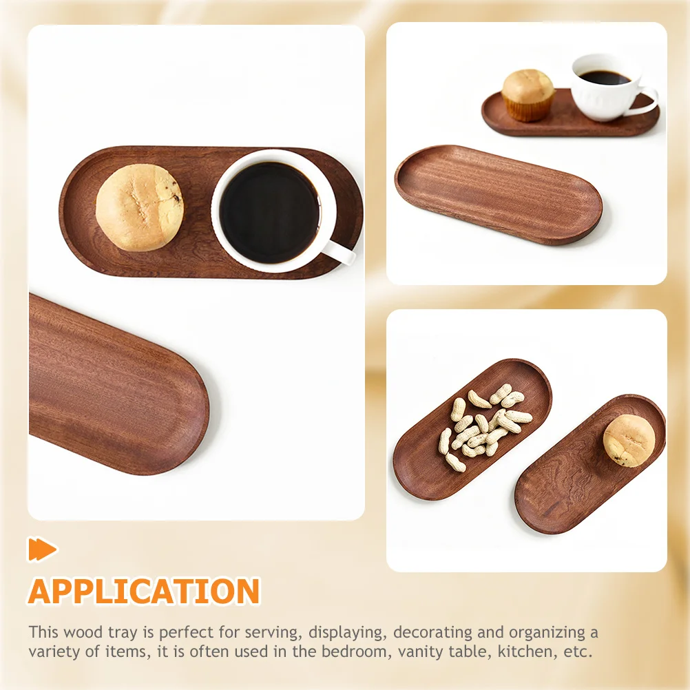 

Solid Wood Fruit Plate Premium Rustic Serving Tray Raised Edge Kitchen Vanity Long Tray for Food Desserts Appetizers Decoration