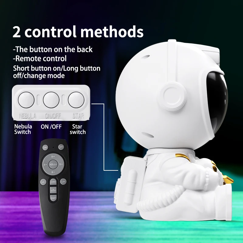 LED Star Galaxies Projector Night Light Astronaut Starry Sky Bedroom Room Decor Children's Gift - LED Atmosphere Creating Lamp, image 4