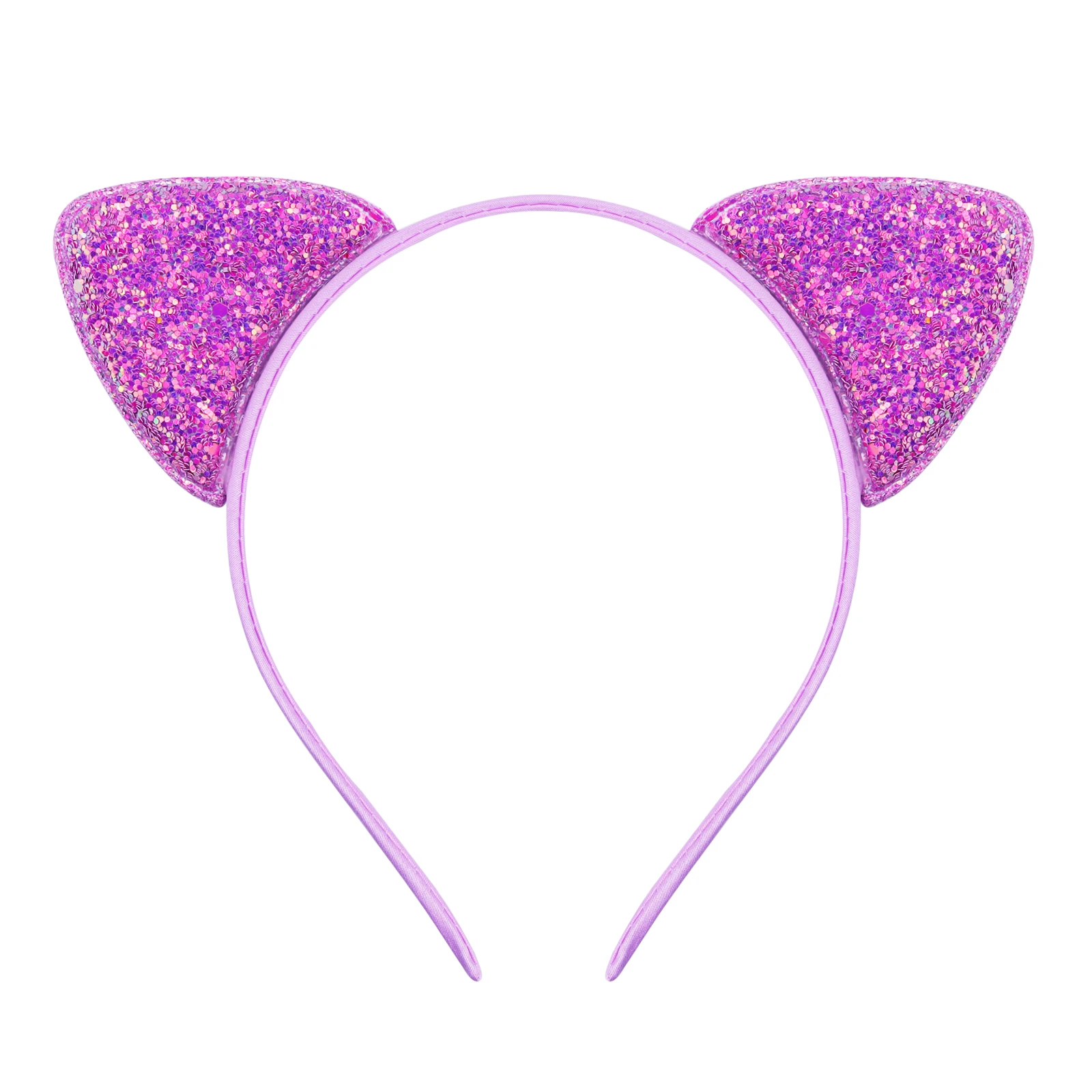 Glitter Cat Ears Headband Kitty Headband for Girls and Women Sparkly Hair Metal Hoop Shiny Hairbands Hair Accessories for Daily