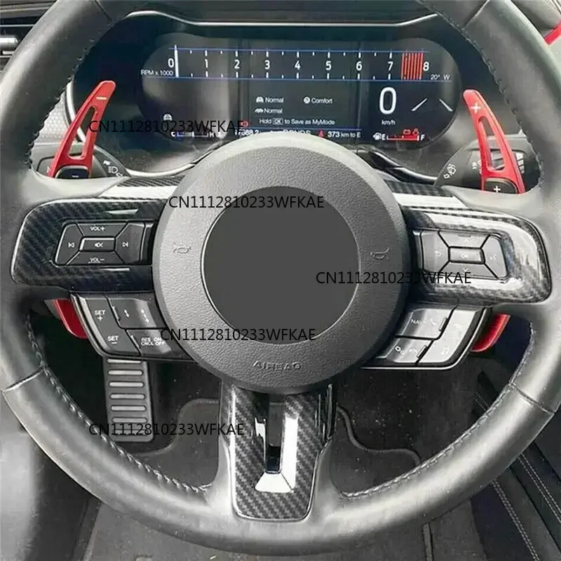 Carbon Fiber Black Steering Wheel Cover Trim Fit For Ford Mustang 2016-2023 Interior Decoration Style Parts Accessories