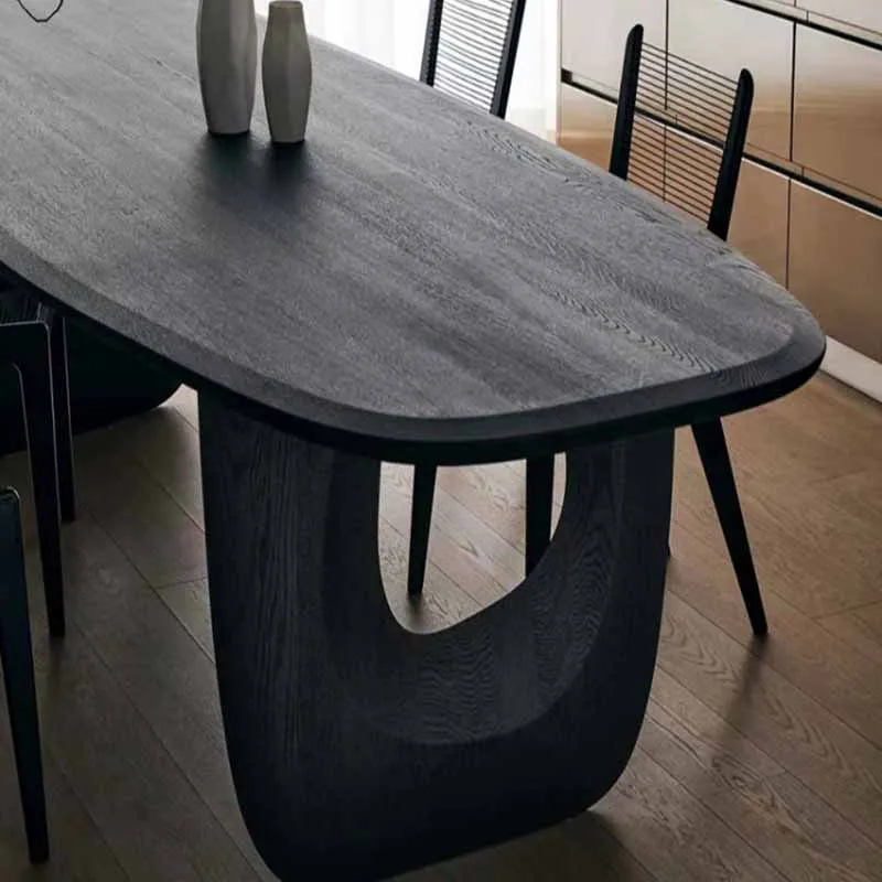 Black Modern Dining Table Floor High Style Living Room Dining Table Coffee Restaurant Center Design Mesas De Comedor Furniture