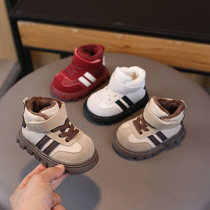 

Winter Baby Ankle Boots 2025 Girls Boys Cotton Boots Kids Fashion Plush Warm Toddler Cotton Shoes Children's Non-slip Snow Boot