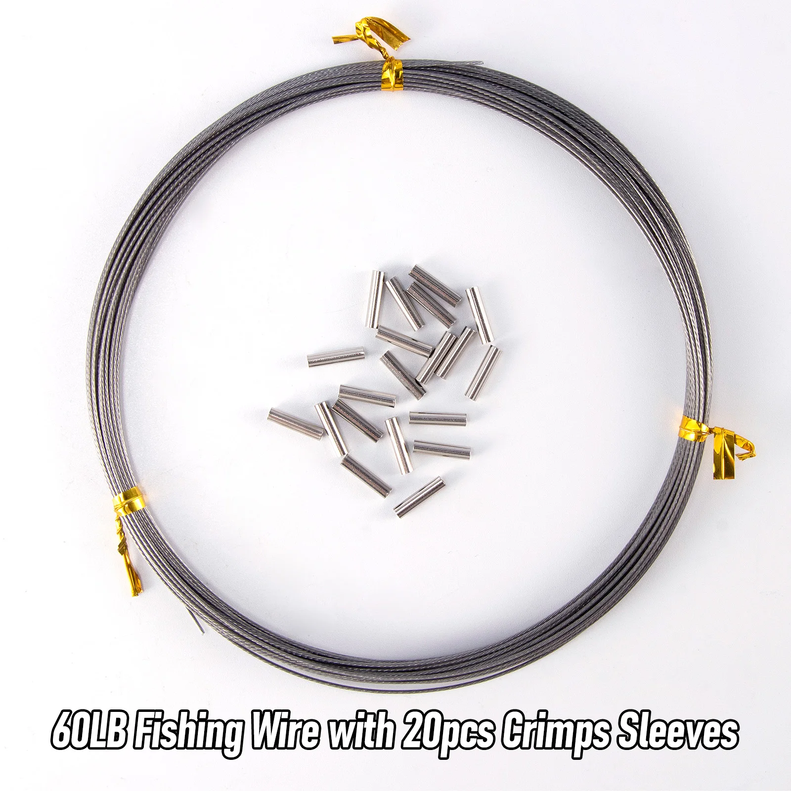 Angeldrahtvorfach mit 20 Crimps-Hülsen, Edelstahl-Vorfachschnur für Hecht, Billfish, Bluefish, Muskie, Wahoo Freshwater – Detail 10