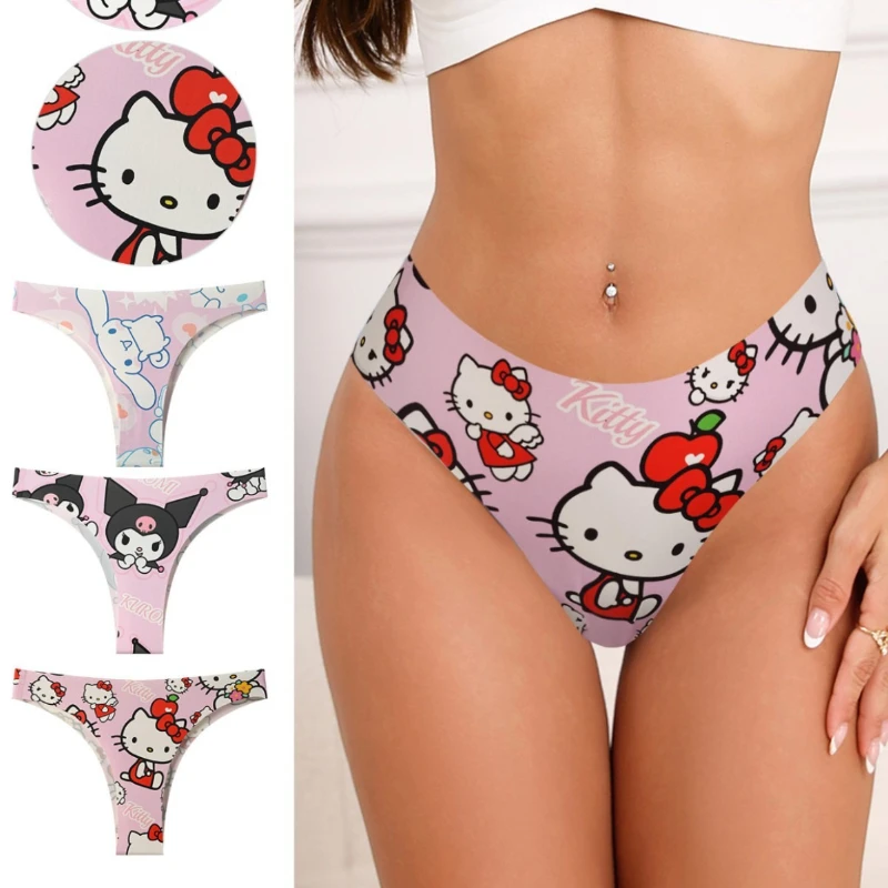 

Sexy Hello Kitty Cartoon G-string Thong for Women Breathable Stretch Big Eared DogAnime Kulomi Women Comfort Stretch Underwear