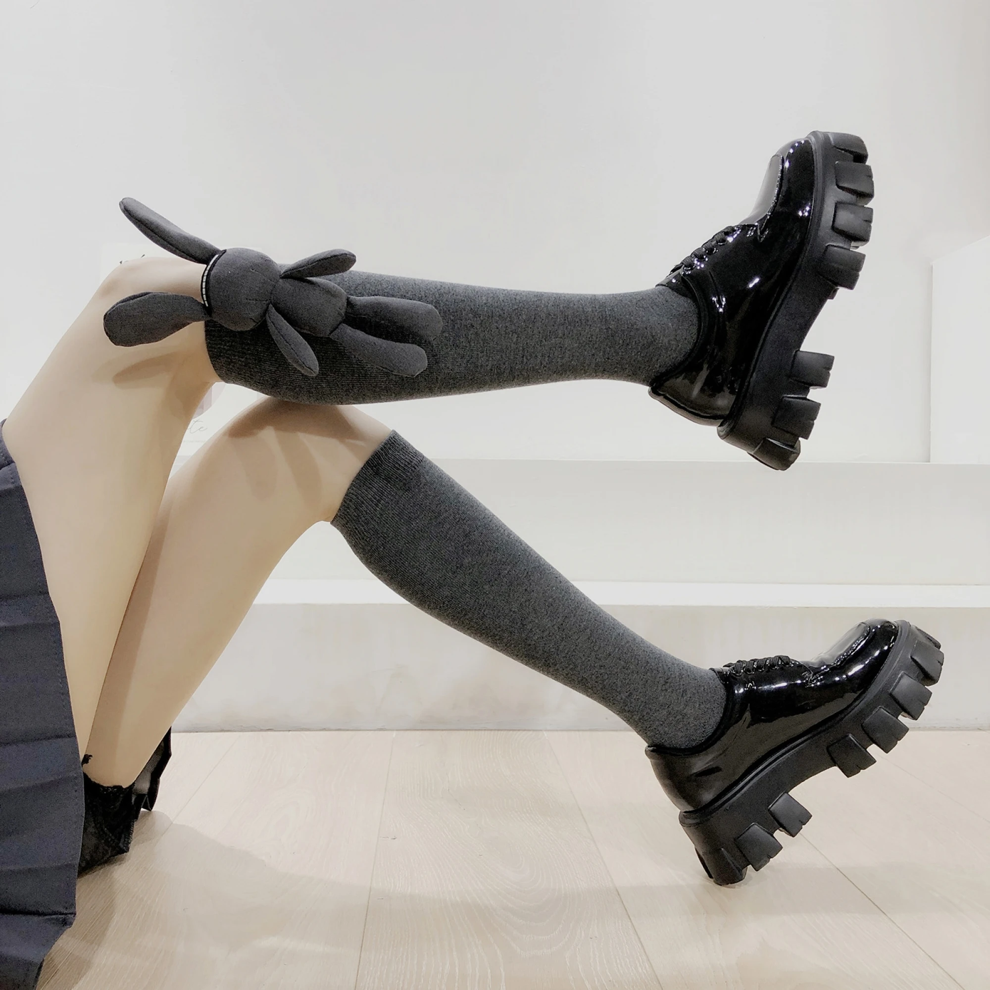 

Women Black Thigh High Socks Cute 3D Plush Bear Cozy Extra Long Over the Knee Stockings Warm Winter Footwear