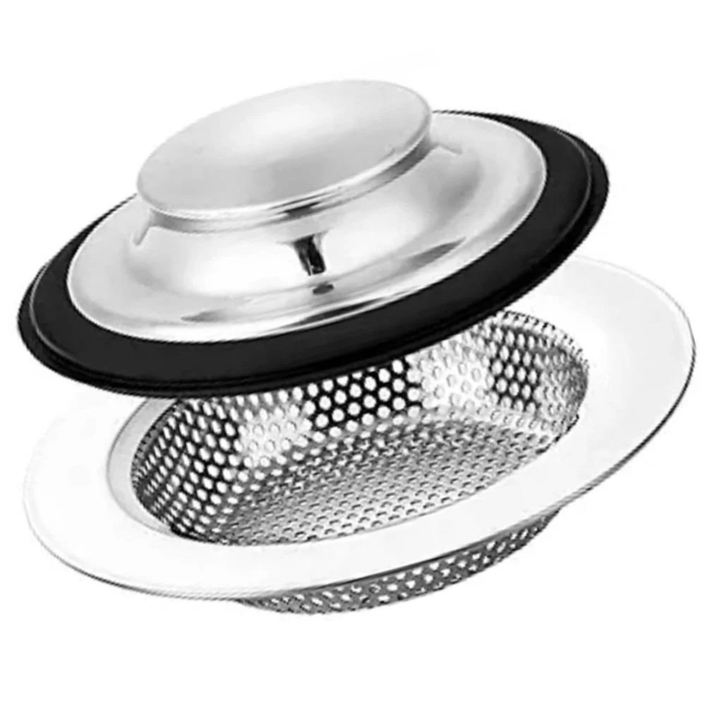 

1Set Stainless Steel Kitchen Sink Drain Stopper Filter Set Anticlogging Hair Food Debris Metal Strainer Practical Home Use