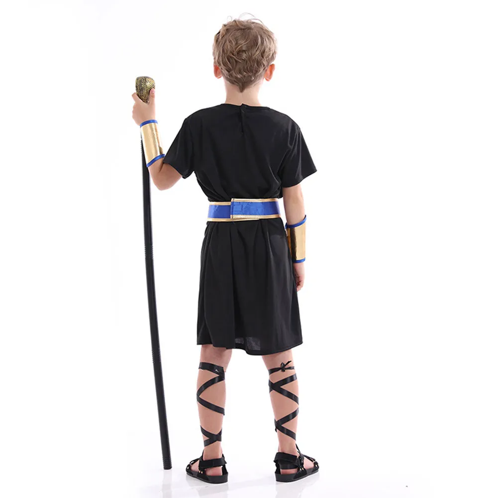 Pharaoh Cosplay Egyptian Kid Children Costume Little Boys Performance Stage Fancy Dress Outfits Halloween Carnival Party Suit