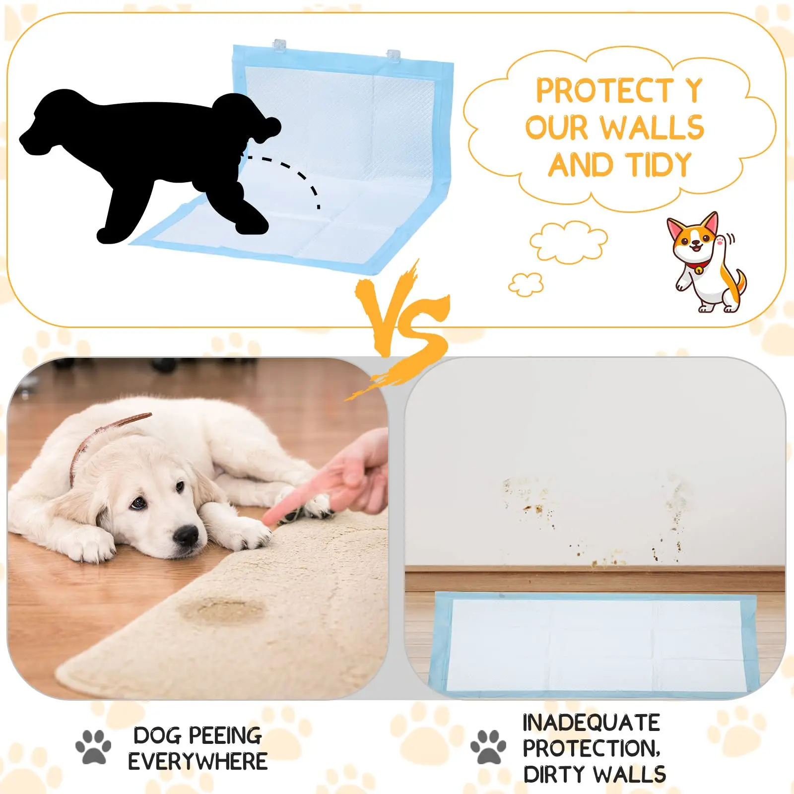 6/3Pcs Wall Pee Pad Holder Clear Dog Potty Training Pad Holder Invisible Puppy Pad Holder Sticky Pee Pad Wall Clips