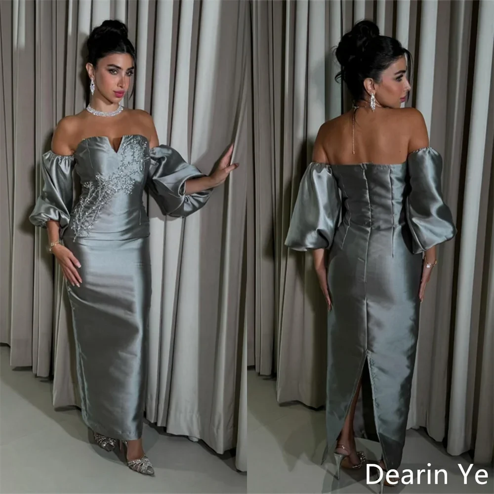 

Customized Prom Gown Dearin Off-the-shoulder Column Ankle Length Skirts Vertically Ruffle Embroidery Bespoke Occasion Dresses Ev