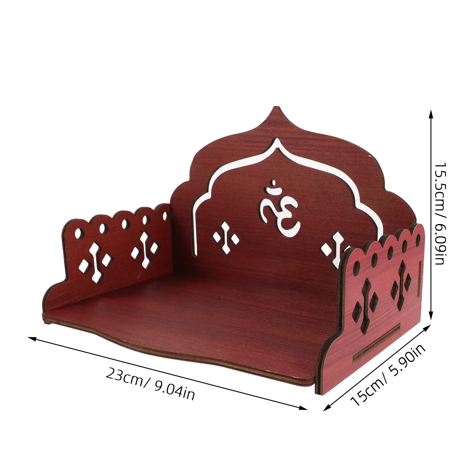 Wooden Temple Pooja Rack Wall Mounted Altar Shelf 9.1x6.1x5.9 Inch Small Prayer Altar Shelf Home Office Meditation Corner