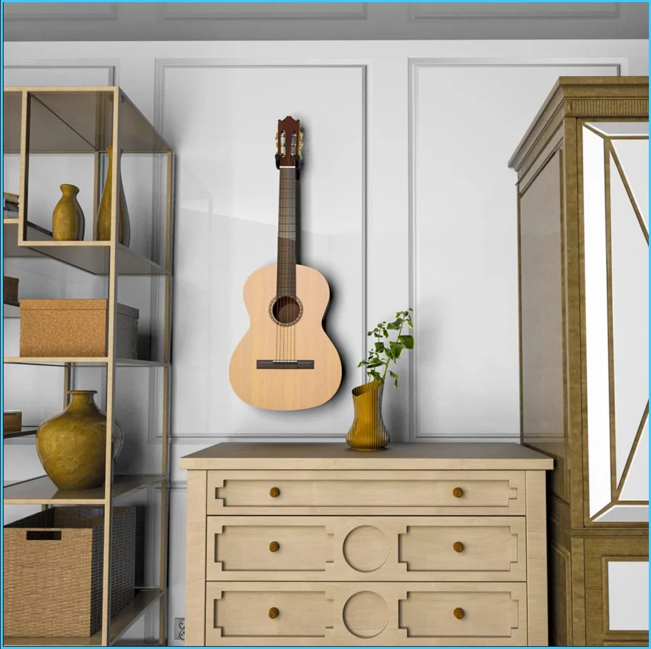 Gitarren-Wandhalterung, Gitarrenaufhänger aus schwarzem Walnussholz, rutschfester Halter, Ständer für Akustikgitarre, Ukulele, Violine, Bassgitarre – Detail 6