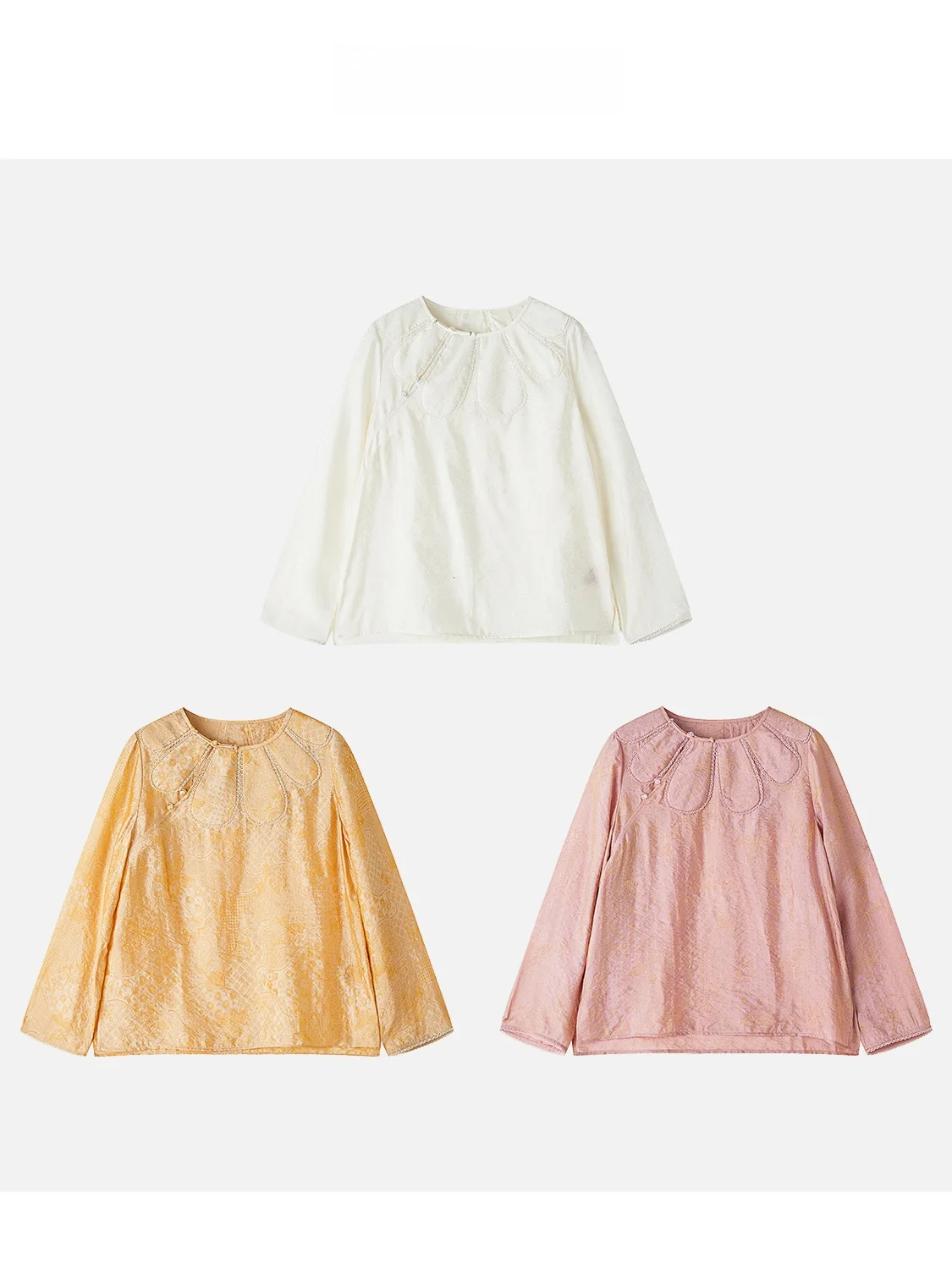 

New 2026 Jingjing2026 "Ebony Petal" New Chinese Sle Satin round Ne Lightweight National Trend Top Women's Faion Clothing