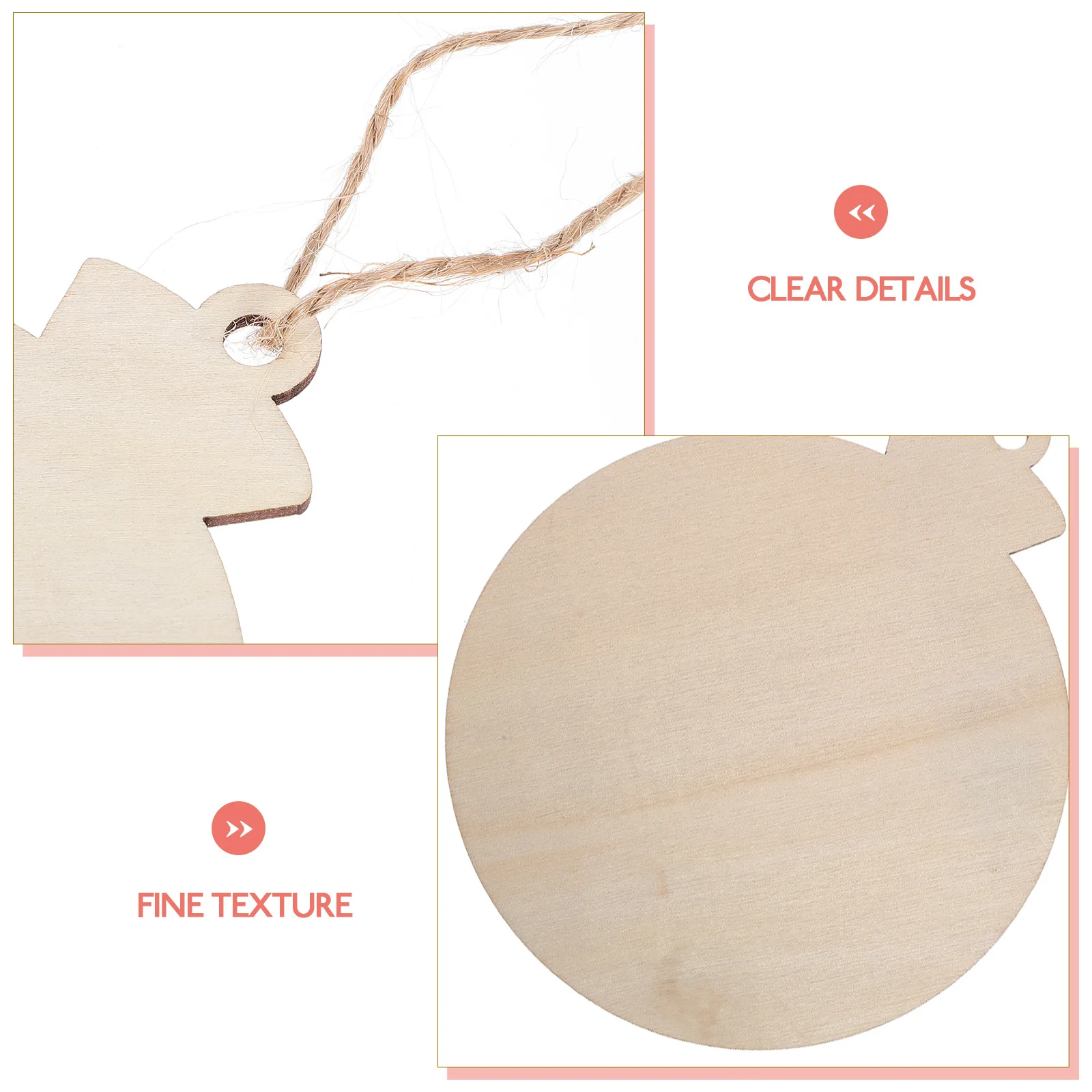 

50Pcs Unpainted Xmas Cutouts Rustic Wooden Pendants Natural Blank Finish Hanging Decorations Unfinished Blank Wooden Slices