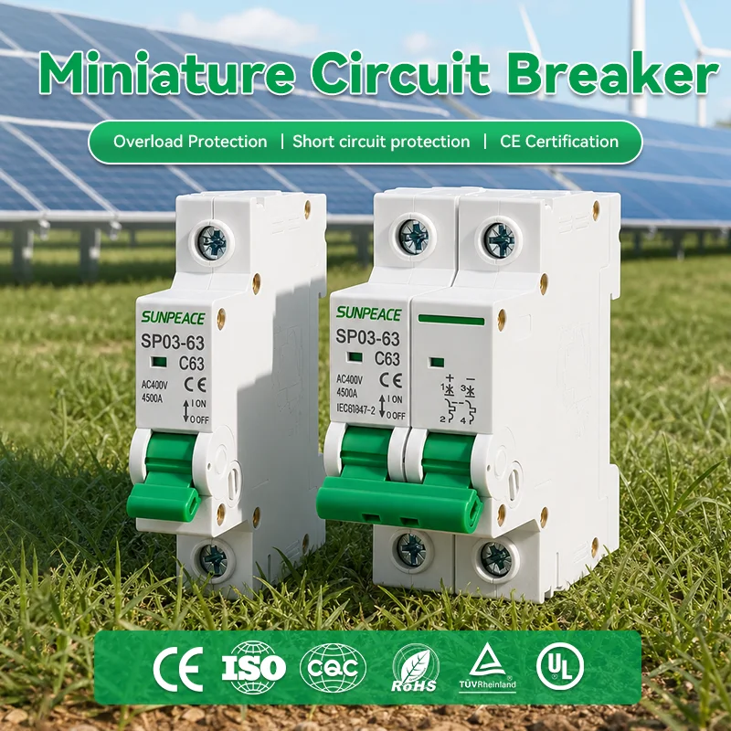 DZ47 2P Din Rail DC MCB 220V 230V  Solar Mini Circuit Breaker 6A 10A 16A20A 25A 32A 40A 50A 63A DC MCB for PV System