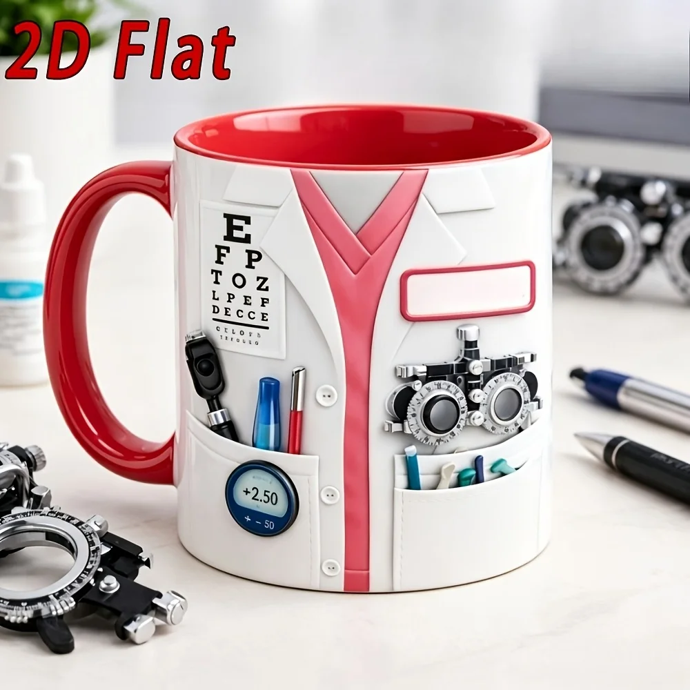 Custom 2D Printed Eye Doctor Coffee Cup Ophthalmologist Gift Mug Professional Eye Care Theme Cup Daily Coffee Tea Use
