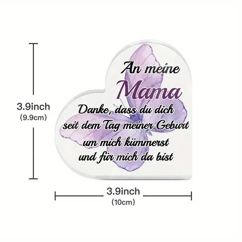 1pc Putuo Decor Heart-Shaped Acrylic Sign with Purple Butterfly Design - 