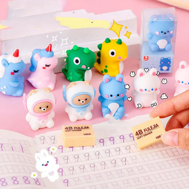 1 Piece Stationery Kawaii Animals Cartoon Pencil Sharpener Office Supplies Gift Kawaii School Accessories with Eraser